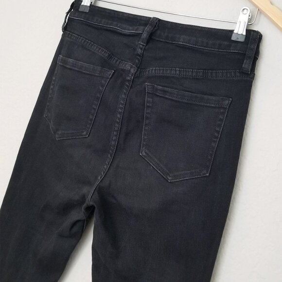 Free People High Waist Flared Bell Bottom Jeans Size 28 Black Stretch Comfy Boho - Picture 8 of 13